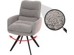 Sedia Da Pranzo HWC-G66, Sedia Da Cucina, Posizione Girevole Automatica Tessuto/Tessuto Bouclé Mvg ~ Grigio Chiaro, Con Bracciolo