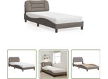 The Living Store Letto Con Materasso Taupe 90X200 Cm In Tessuto