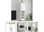 The Living Store Mobile Tv Con Luci Led Bianco 30,5X30X102 Cm
