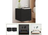 The Living Store Pensili Tv Con Luci Led 2 Pezzi Nero 30,5X35X30 Cm