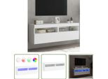 The Living Store Pensili Tv Con Luci Led 2 Pz. Bianco 60X30X40 Cm
