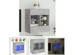 The Living Store Parete Tv Con Luci Led Grigio Cemento 58,5X30X60,5 Cm