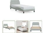 The Living Store Struttura Letto Con Testiera In Velluto Grigio Chiaro 90X200 Cm