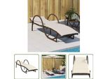 The Living Store Lettino Con Cuscino Marrone 60X199X42 Cm Poly Rattan