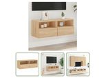 The Living Store Parete Tv Rovere Sonoma 80X30X30 Cm Materiale In Legno