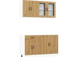 Vidaxl Set Di Armadietti Da Cucina 4 Pezzi Kalmar Artisan In Legno Di Quercia