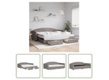 The Living Store Letto Allungabile Con Cassetti Taupe 100X200 Cm Tessuto