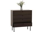 Cassettiera HWC-N78, Mobile Credenza, 4 Cassetti, Stile Scandinavo Metallo Legno Melamina Mvg 85X80X40Cm ~ Marrone Scuro