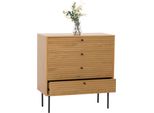 Cassettiera HWC-N78, Mobile Credenza, 4 Cassetti, Stile Scandinavo Metallo Legno Melamina Mvg 85X80X40Cm ~ Naturale