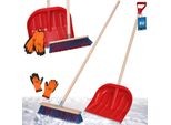 Kotarbau® Set Pala Da Neve Con Manico In Legno 134,5 Cm Scopa Stradale 43 Cm + Guanti Pala Da Neve Scopa Per Sgombero Neve Scopa Da Giardino Con Manico Pala Da Neve Per Esterni Manico In Legno Per Sgombero Neve