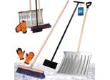 Kotarbau® Set Di Pale Da Neve Con Lama In Alluminio 39 X 50 Cm Scopa Stradale Con Manico 150 Cm Raschietto Per Ghiaccio 119 Cm + Guanti Pala Da Neve Sgombra Neve Pala Da Neve Manico In Legno Per Sgombero Neve