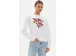 Felpa Donna Guess Cn Roses Triangle Sw Bianco Taglia M