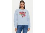 Felpa Donna Guess Cn Roses Triangle Sw Blu Taglia S