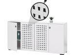 Credenza HWC-N87, Credenza Cassettiera, Design 3D In Vimini 4 Ante 9 Vani Portaoggetti 83X159X37Cm ~ Bianco