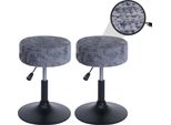 Set Di 2 Sgabelli HWC-C22, Sgabello, Girevole Regolabile In Altezza Ø 37 Cm Tessuto Di Ciniglia (465G/M²) ~ Grigio Scuro