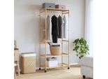 Vidaxl Appendiabiti Con Ripiani E Rotelle 90X40X179,5 Cm In Bambù