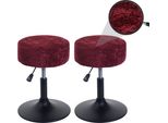 Set Di 2 Sgabelli HWC-C22, Sgabello, Girevole Regolabile In Altezza Ø 37 Cm Tessuto Di Ciniglia (465G/M²) ~ Bordeaux