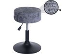 Sgabello HWC-C22, Sgabello Make-Up, Girevole Regolabile In Altezza Ø 37Cm Tessuto Ciniglia (465G/M²) ~ Grigio Scuro