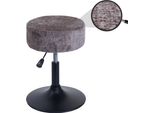 Sgabello HWC-C22, Sgabello Da Trucco, Regolabile In Altezza E Girevole Ø 37 Cm Tessuto Ciniglia (465G/M²) ~ Marrone