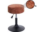 Sgabello HWC-C22, Sgabello Da Trucco, Regolabile In Altezza E Girevole Ø 37 Cm Tessuto Ciniglia (465G/M²) ~ Terracotta