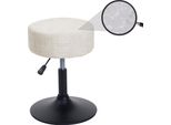 Sgabello HWC-C22, Sgabello Da Trucco, Regolabile In Altezza E Girevole Ø 37 Cm Tessuto Ciniglia (465G/M²) ~ Bianco Panna