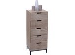 Cassettiera HWC-N90, Mobile Alto, Design 3D 5 Cassetti Legno Metallo 84X35X29Cm ~ Natura