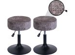 Set Di 2 Sgabelli HWC-C22, Sgabello Girevole Regolabile In Altezza Ø 37 Cm Tessuto Ciniglia (465G/M²) ~ Marrone