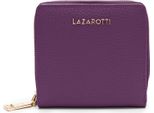 Lazarotti Pelle Portafoglio Bologna Leather Zip Wallet With 6 Card Slots Purple Porpora