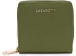 Lazarotti Pelle Portafoglio Bologna Leather Zip Wallet With 6 Card Slots Olive Oliva