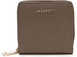 Lazarotti Pelle Portafoglio Bologna Leather Zip Wallet With 6 Card Slots Taupe Marrone