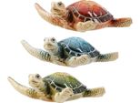 Gilde Figur, SchildkröTe, "Laureen"", Poly, Blau, GrüN, Rot, Ve 9, 3 StüCk Wie Abgebildet,, L. 10 Cm, B. 10 Cm, H. 3 Cm 55399"