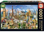 Puzzle - Educa - Symbols Of Miniature Europe - 1000 Pieces - 62.5 X 30 Cm - From 12 Years Old