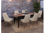 Set Di 6 Sedie Da Pranzo HWC-O27, Sedia Da Cucina Imbottita, Tessuto/Tessuto (280G/M²) Metallo ~ Beige