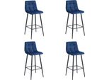 Sgabelli Valora Arceto - Velluto Blu Navy E Gambe Nere X4 | Set Di 4 Sgabelli In Velluto