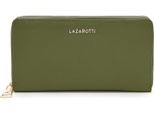 Lazarotti Pelle Portafoglio Bologna Leather Zip Around Wallet With 16 Card Slots Olive Oliva