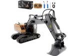Succebuy Escavatore Giocattolo Telecomandato, 11 Canali, Escavatore Rc In Scala 1:20 Con Luci E Suoni, Veicolo Da Costruzione Completamente Funzionale Per Bambini, 2 Batterie