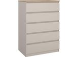 Dmora Cassettiera Nyvantis 50X77X111.3H Cm Beige, 5 Cassetti Apertura Scorrevole