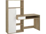 Dmora Scrivania Annalou 60.35X162.8X155.4H Cm Bianco, Un'anta Un Cassetto