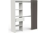 Dmora Guardaroba Grande Serpentina 50X191.5H Cm Bianco Bianco Opaco, Appendiabiti 4 Vani