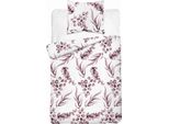 Biancheria Da Letto In Cotone 140X200 Fiori Foglie Rosa Screziato