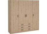 Dmora Guardaroba Grande Epipola 49.6X200.4H Cm Marrone Rovere, Appendiabiti 4 Ante