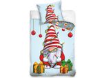 Set Di Biancheria Da Letto Natalizia Leprechaun Gifts Blue 160X200 100% Cotone