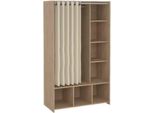 Dmora Guardaroba Grande Jal 48.25X180.4H Cm Marrone Rovere, Appendiabiti Apertura Tenda