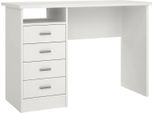 Dmora Scrivania Appollo 45X110X76H Cm Bianco, 3 Cassetti Materiale Piano In Legno Nobilitato