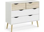 Dmora Cassettiera Azir 39X98X81H Cm Bianco, 4 Cassetti Apertura Scorrevole