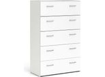 Dmora Cassettiera Aikol 36X74X114H Cm Bianco, 5 Cassetti Apertura Scorrevole