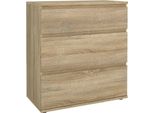 Dmora Cassettiera Aski 40X76.8X83.7H Cm Marrone Quercia, 3 Cassetti Apertura Scorrevole