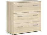Dmora Cassettiera Adal 35.95X74.1X69.9H Cm Marrone Quercia, 3 Cassetti Apertura Scorrevole