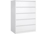 Dmora Cassettiera Ansel 50X77X111.3H Cm Bianco Lucido, 5 Cassetti Apertura Scorrevole