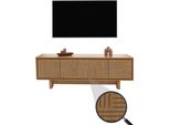 Porta Tv HWC-O34, Porta Tv Tavolino Porta Tv Cassettiera, Cassettiera, Ripiani, Melamina 51,5X150X39,5 Cm ~ Olmo Naturale